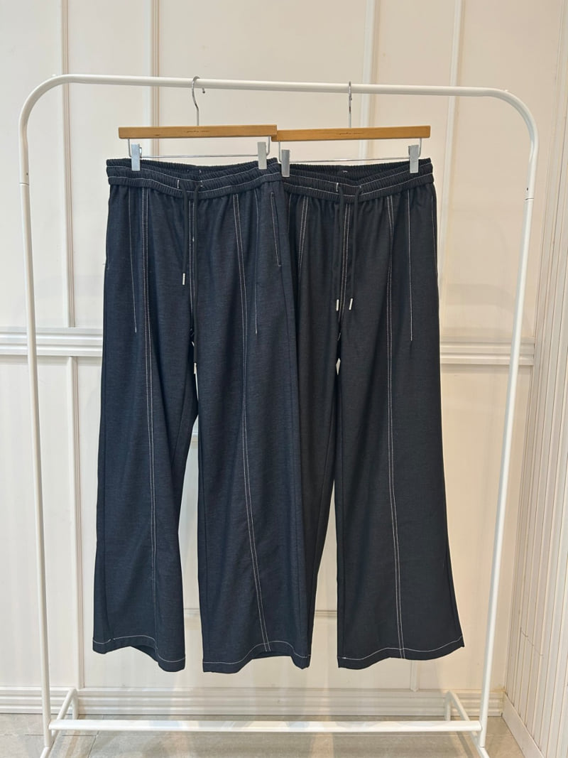 Pearls room - Korean Women Fashion - #momslook - Stitch Pants - 12