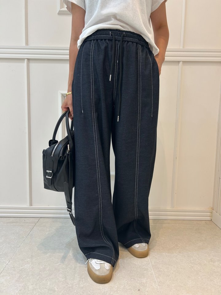 Pearls room - Korean Women Fashion - #momslook - Stitch Pants - 2