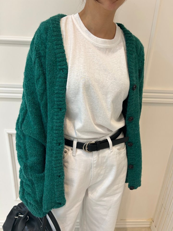 Pearls room - Korean Women Fashion - #momslook - Cable Knit Cardigan - 11