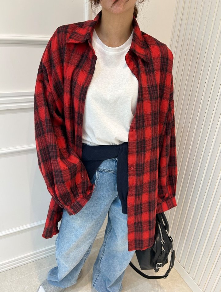 Pearls room - Korean Women Fashion - #momslook - Check Shirt - 2