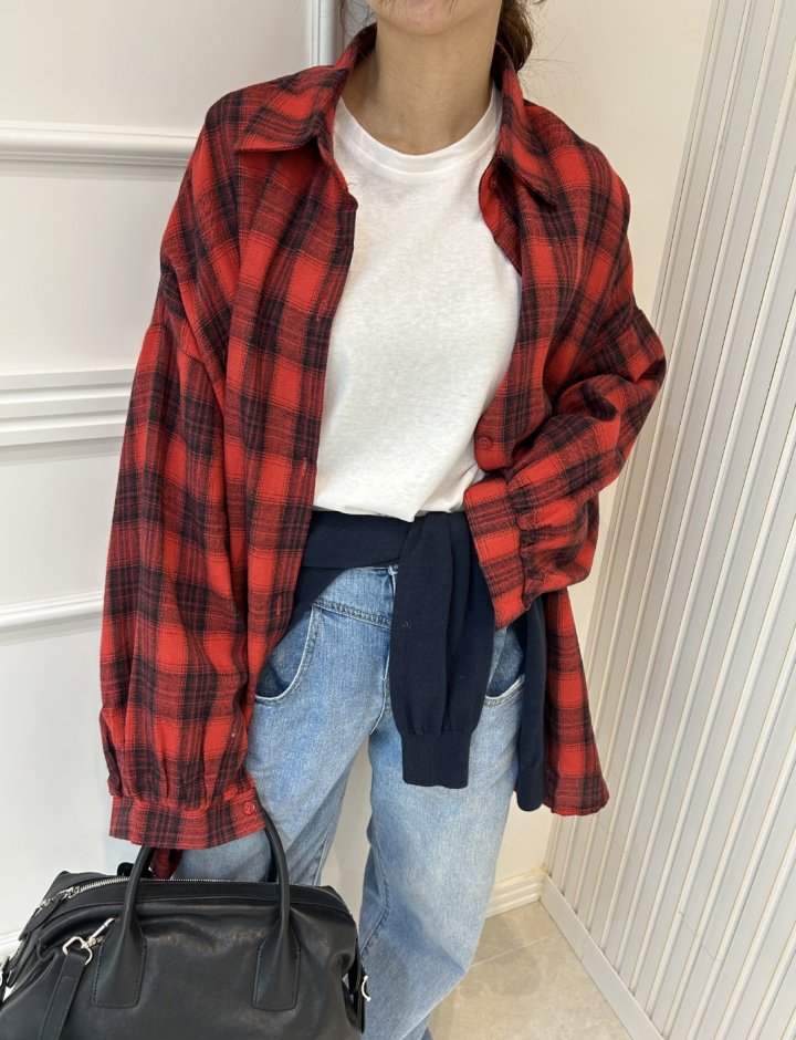 Pearls room - Korean Women Fashion - #womensfashion - Check Shirt - 4