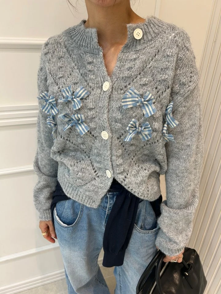 Pearls room - Korean Women Fashion - #momslook - Ribbon Lace Knit Cardigan - 6
