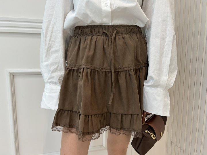 Pearls room - Korean Women Fashion - #momslook - Lace Skirt