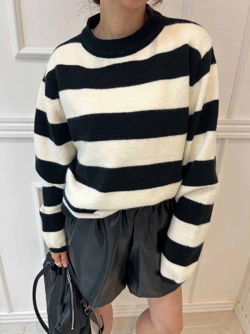 Pearls room - Korean Women Fashion - #momslook - Stripe Knit - 11