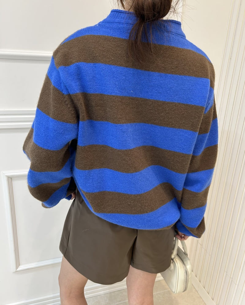 Pearls room - Korean Women Fashion - #momslook - Stripe Knit - 5