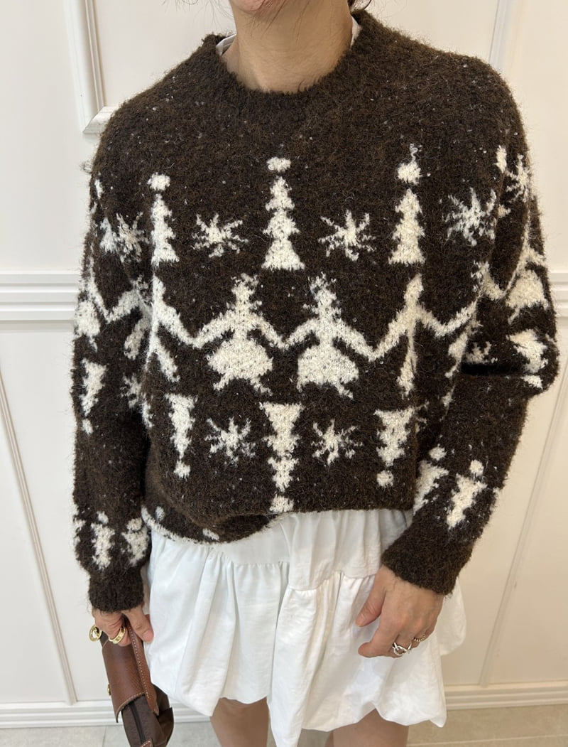 Pearls room - Korean Women Fashion - #momslook - Boucle Round Knit - 3