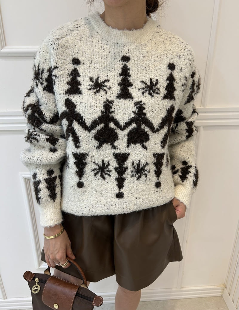 Pearls room - Korean Women Fashion - #momslook - Boucle Round Knit - 5