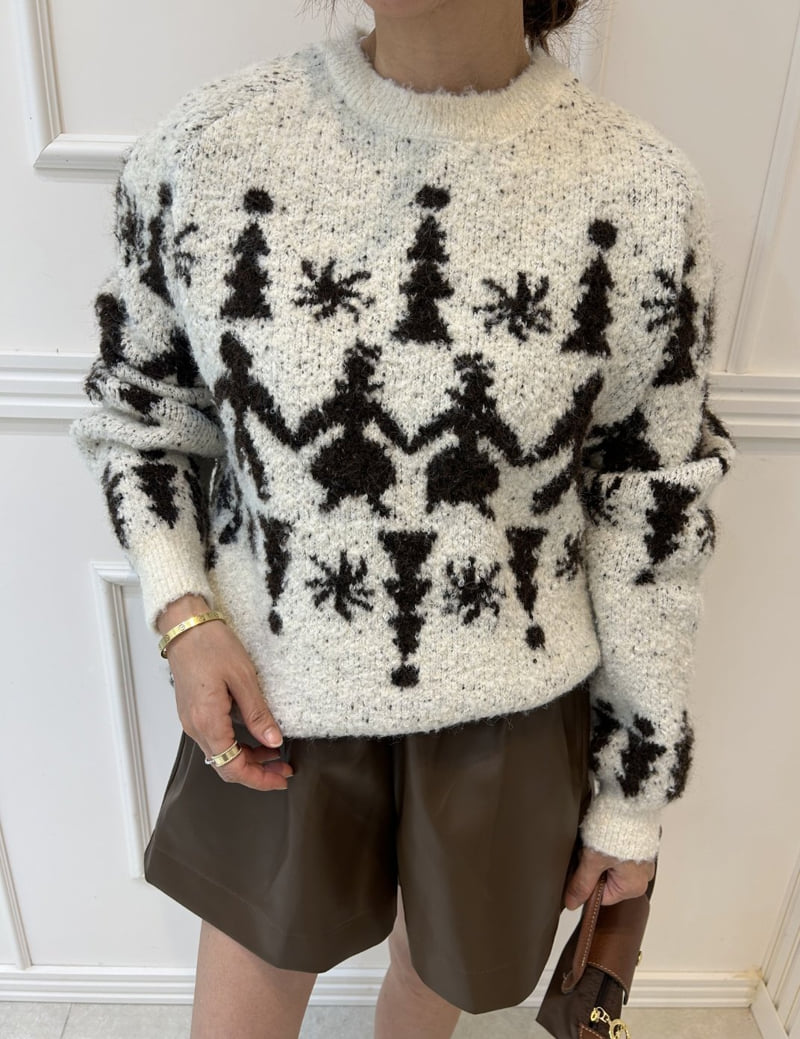 Pearls room - Korean Women Fashion - #momslook - Boucle Round Knit - 7