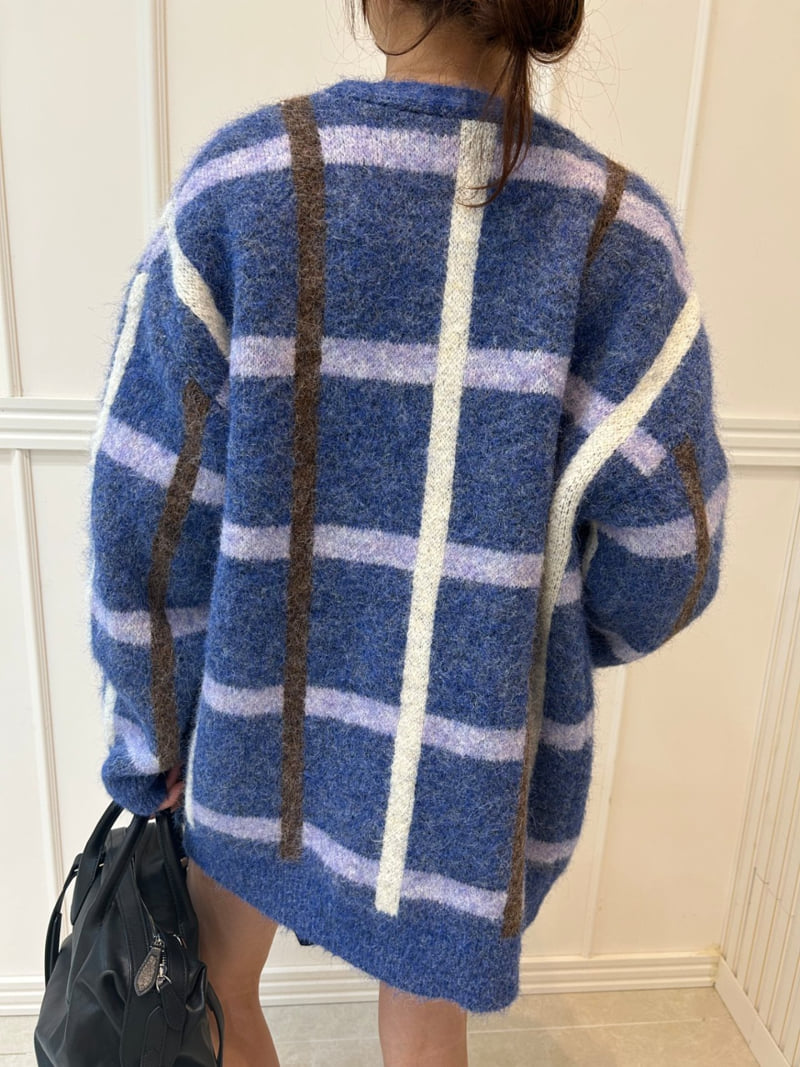 Pearls room - Korean Women Fashion - #momslook - Check Cardigan - 10