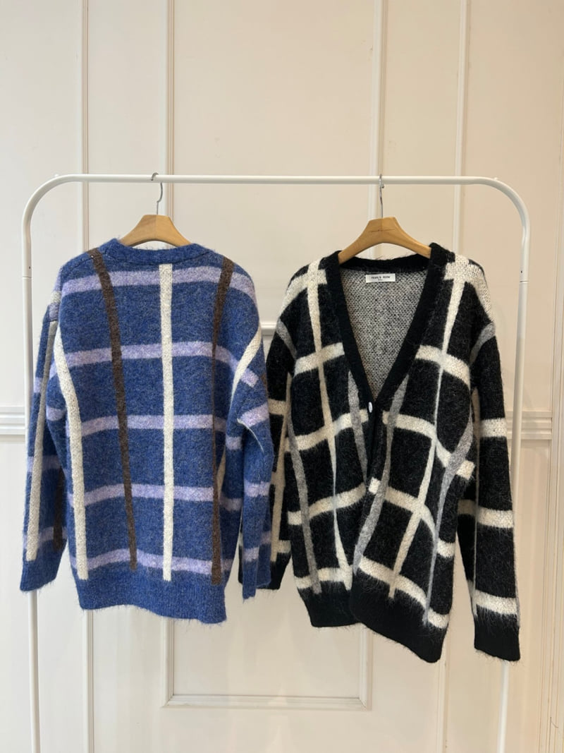 Pearls room - Korean Women Fashion - #momslook - Check Cardigan - 12