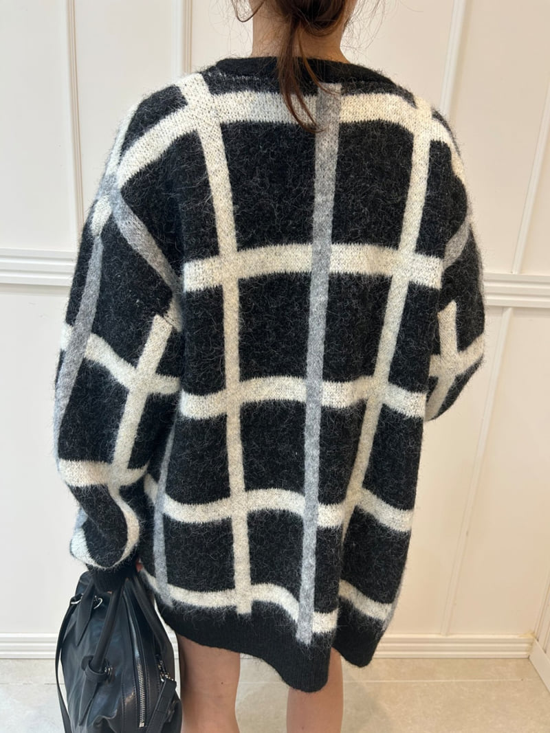 Pearls room - Korean Women Fashion - #womensfashion - Check Cardigan - 4