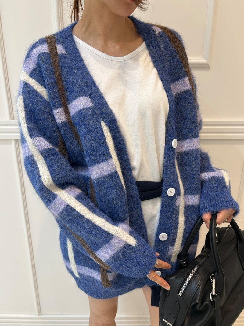 Pearls room - Korean Women Fashion - #momslook - Check Cardigan - 6