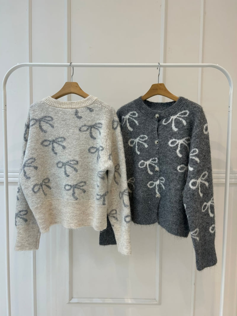 Pearls room - Korean Women Fashion - #momslook - Ribbon Cardigan - 12