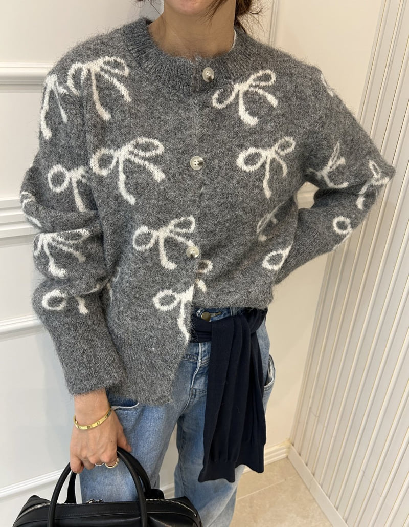 Pearls room - Korean Women Fashion - #momslook - Ribbon Cardigan - 2