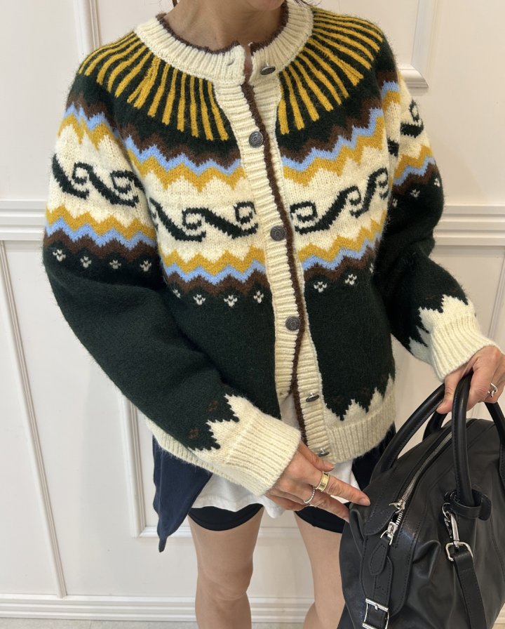 Pearls room - Korean Women Fashion - #momslook - Jacquard Cardigan - 11
