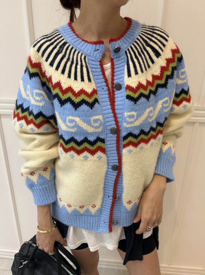 Pearls room - Korean Women Fashion - #momslook - Jacquard Cardigan - 5