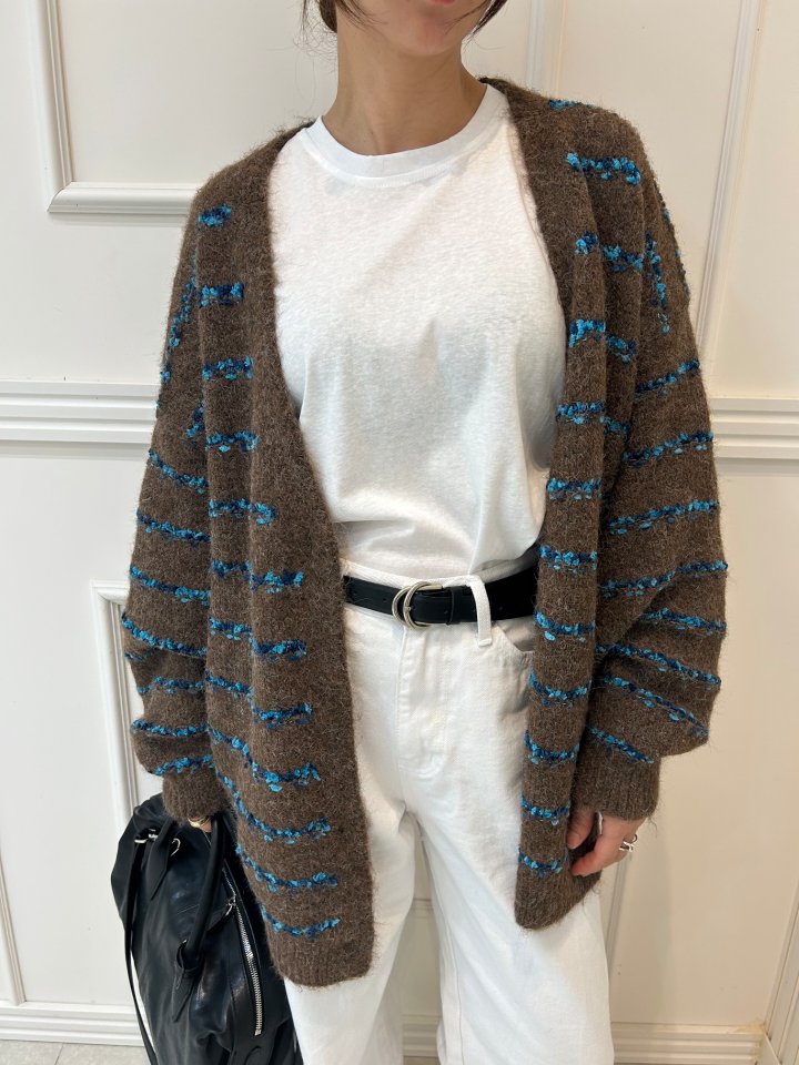 Pearls room - Korean Women Fashion - #restrostyle - Stripe Cardigan - 10
