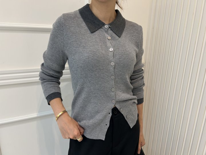 Pearls room - Korean Women Fashion - #restrostyle - Ribbed Collar Shirt - 8