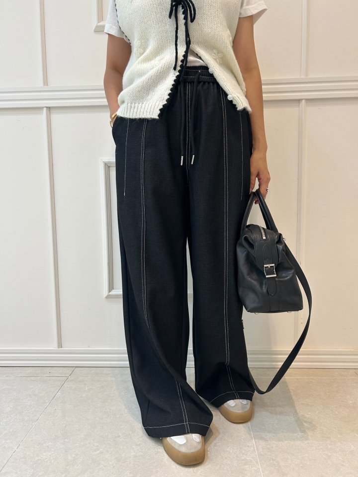 Pearls room - Korean Women Fashion - #restrostyle - Stitch Pants - 7