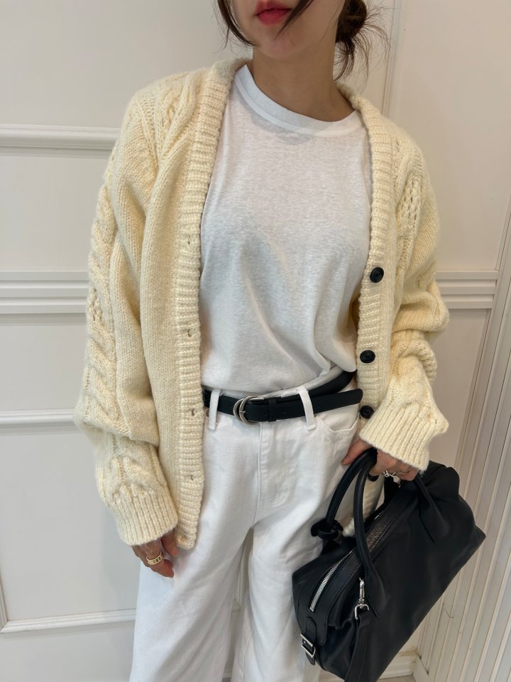 Pearls room - Korean Women Fashion - #restrostyle - Cable Knit Cardigan - 6