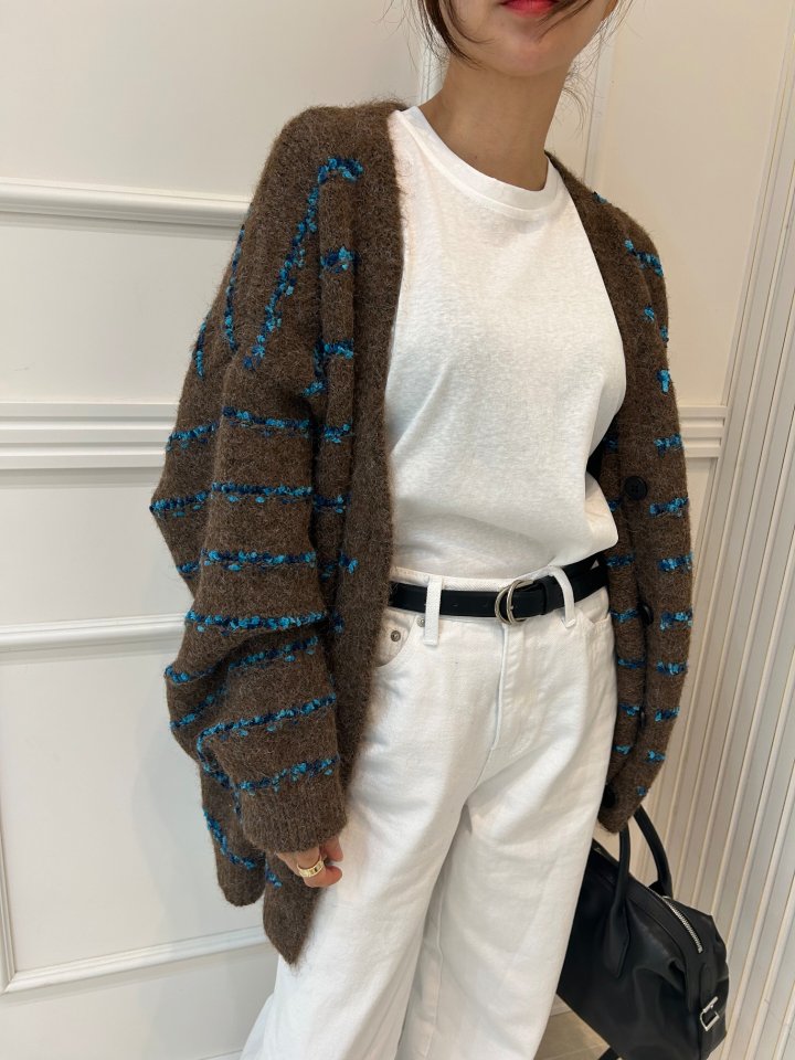 Pearls room - Korean Women Fashion - #romanticstyle - Stripe Cardigan - 11