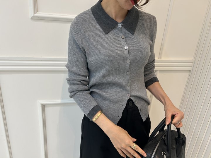Pearls room - Korean Women Fashion - #romanticstyle - Ribbed Collar Shirt - 9