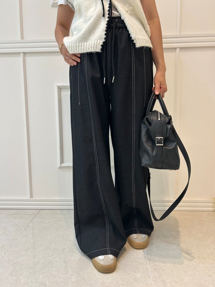 Pearls room - Korean Women Fashion - #romanticstyle - Stitch Pants - 8