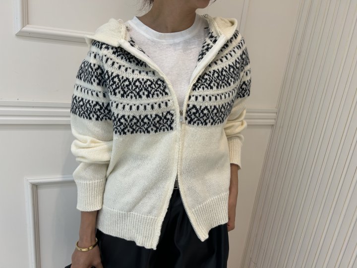 Pearls room - Korean Women Fashion - #restrostyle - Cable Hood Zip-up - 4