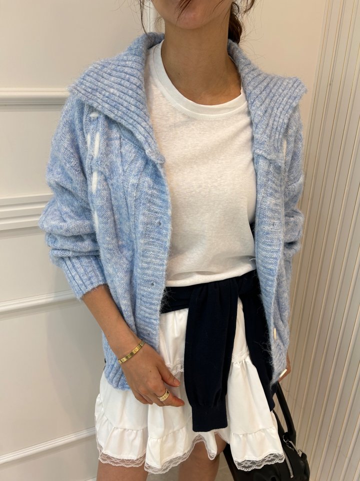 Pearls room - Korean Women Fashion - #romanticstyle - Demi Cable Knit Shirt - 3