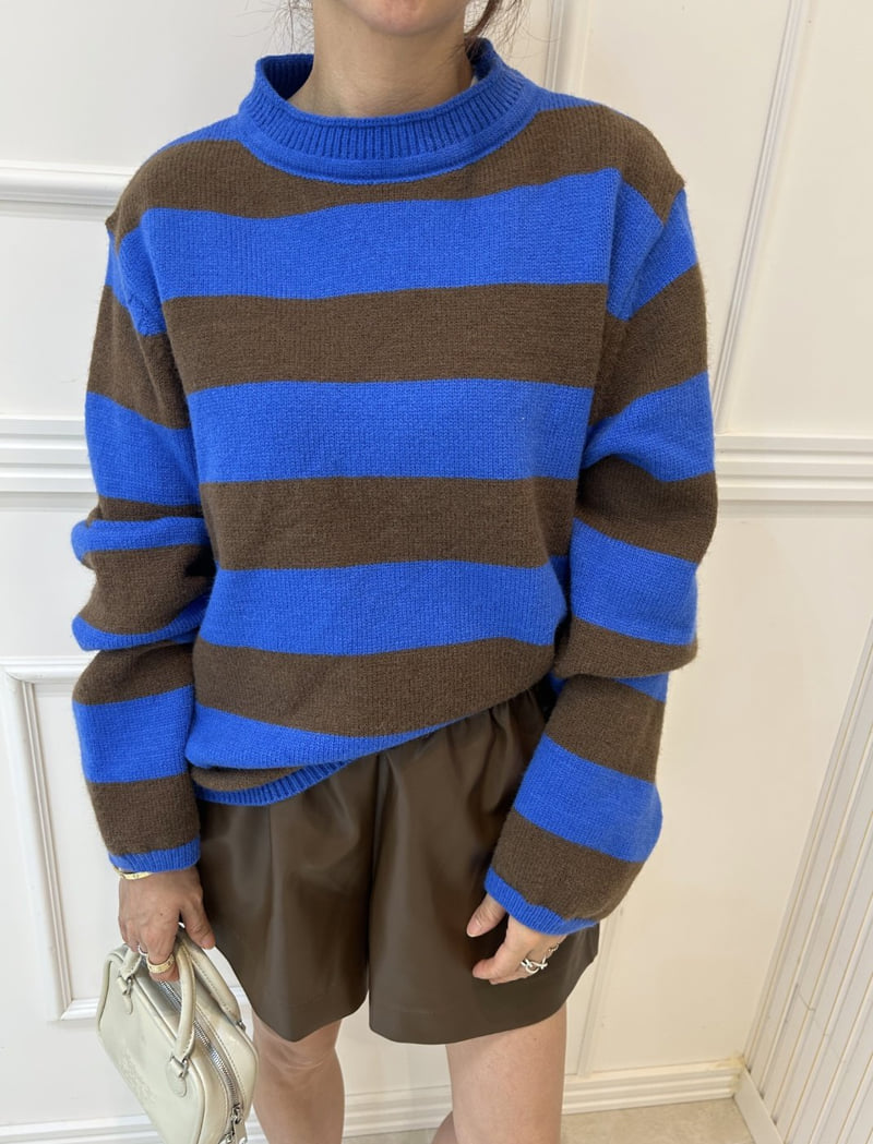 Pearls room - Korean Women Fashion - #romanticstyle - Stripe Knit