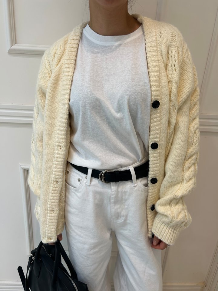 Pearls room - Korean Women Fashion - #shopsmall - Cable Knit Cardigan - 8