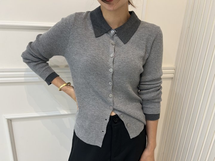 Pearls room - Korean Women Fashion - #thatsdarling - Ribbed Collar Shirt - 11