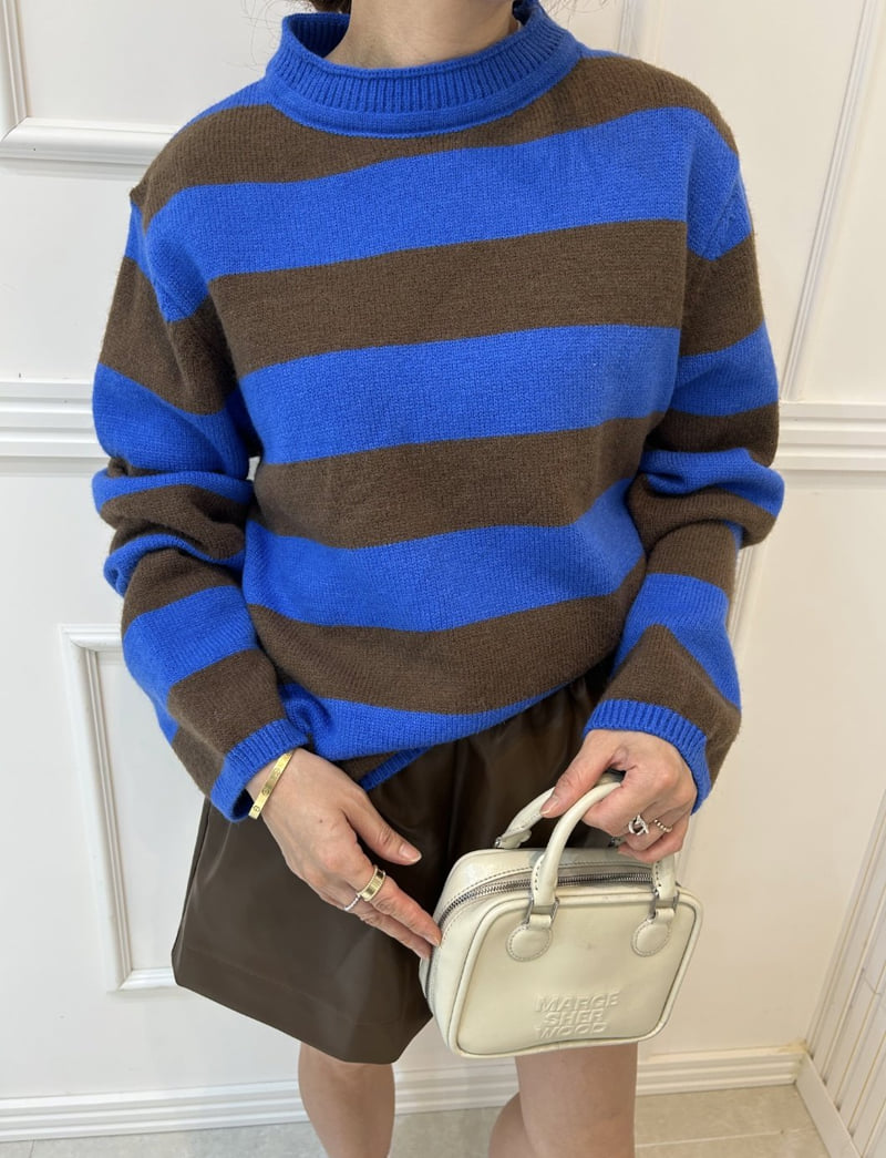 Pearls room - Korean Women Fashion - #thatsdarling - Stripe Knit - 3