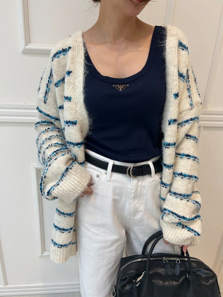 Pearls room - Korean Women Fashion - #womensfashion - Stripe Cardigan - 2