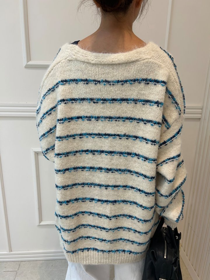 Pearls room - Korean Women Fashion - #womensfashion - Stripe Cardigan - 6