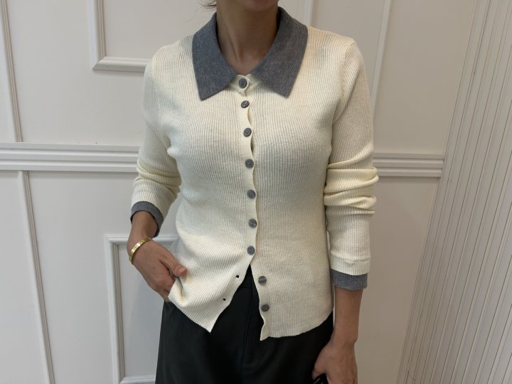 Pearls room - Korean Women Fashion - #momslook - Ribbed Collar Shirt - 4