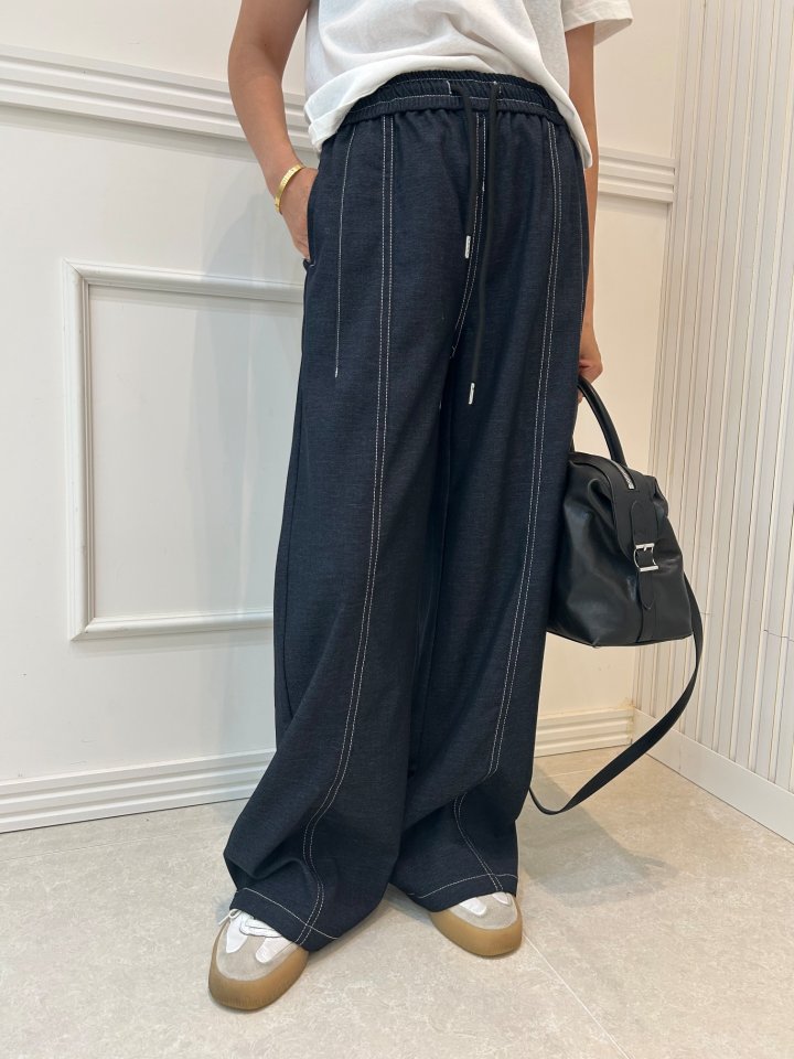Pearls room - Korean Women Fashion - #womensfashion - Stitch Pants - 3