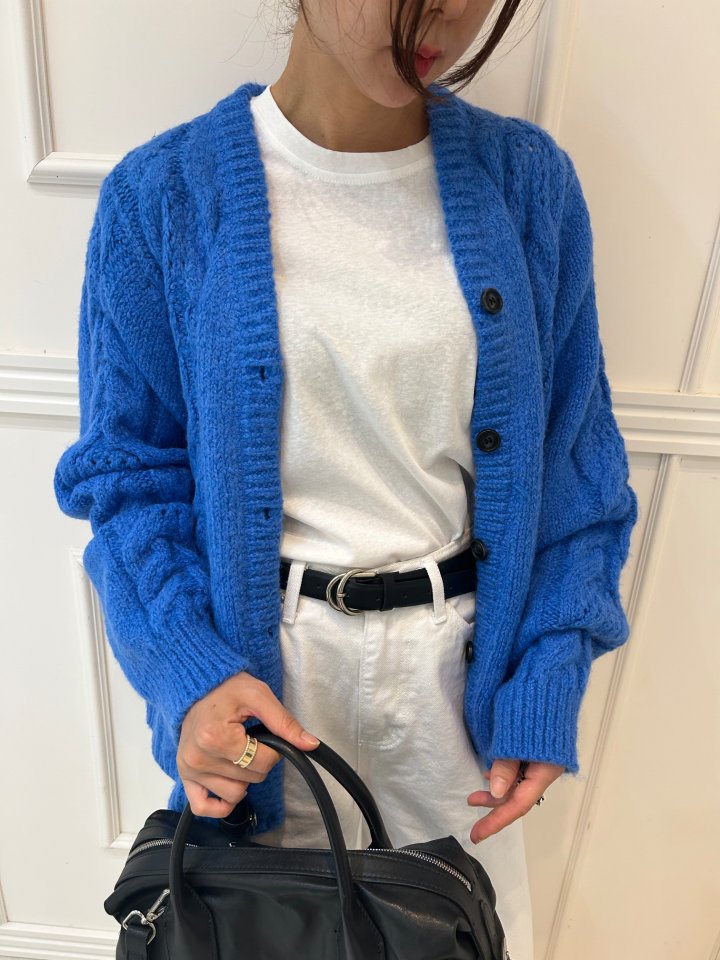 Pearls room - Korean Women Fashion - #womensfashion - Cable Knit Cardigan - 2