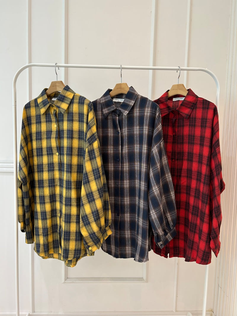 Pearls room - Korean Women Fashion - #womensfashion - Check Shirt
