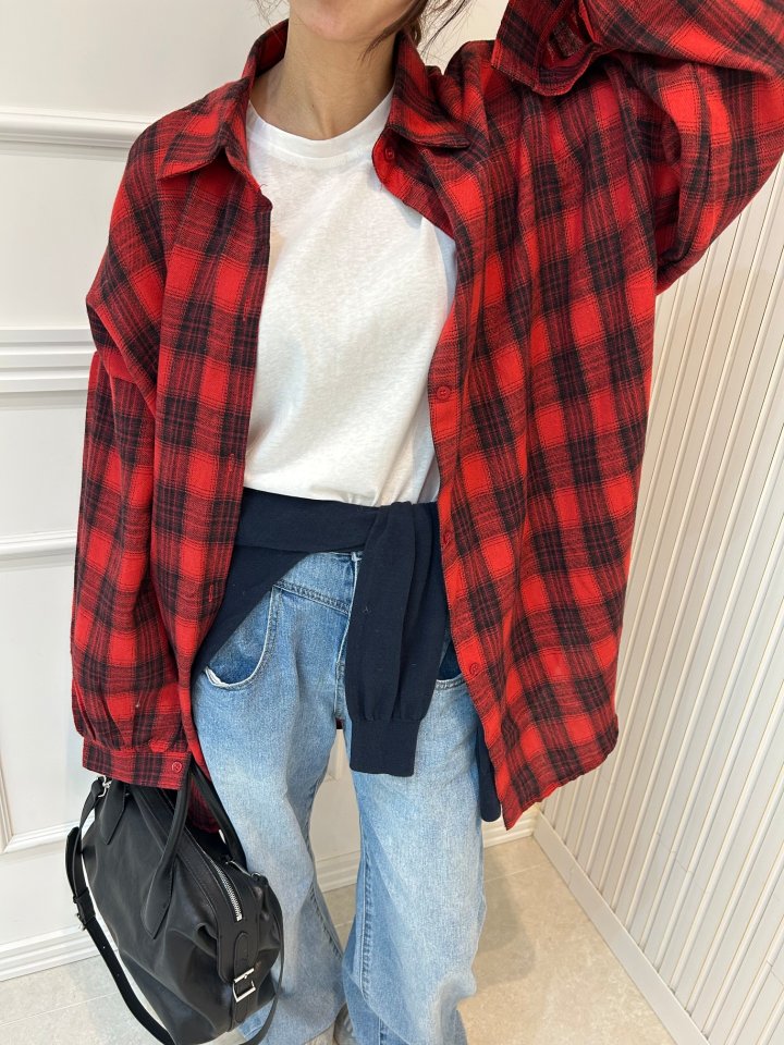Pearls room - Korean Women Fashion - #womensfashion - Check Shirt - 3