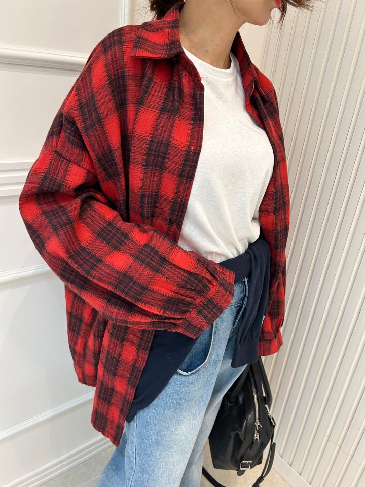 Pearls room - Korean Women Fashion - #womensfashion - Check Shirt - 5