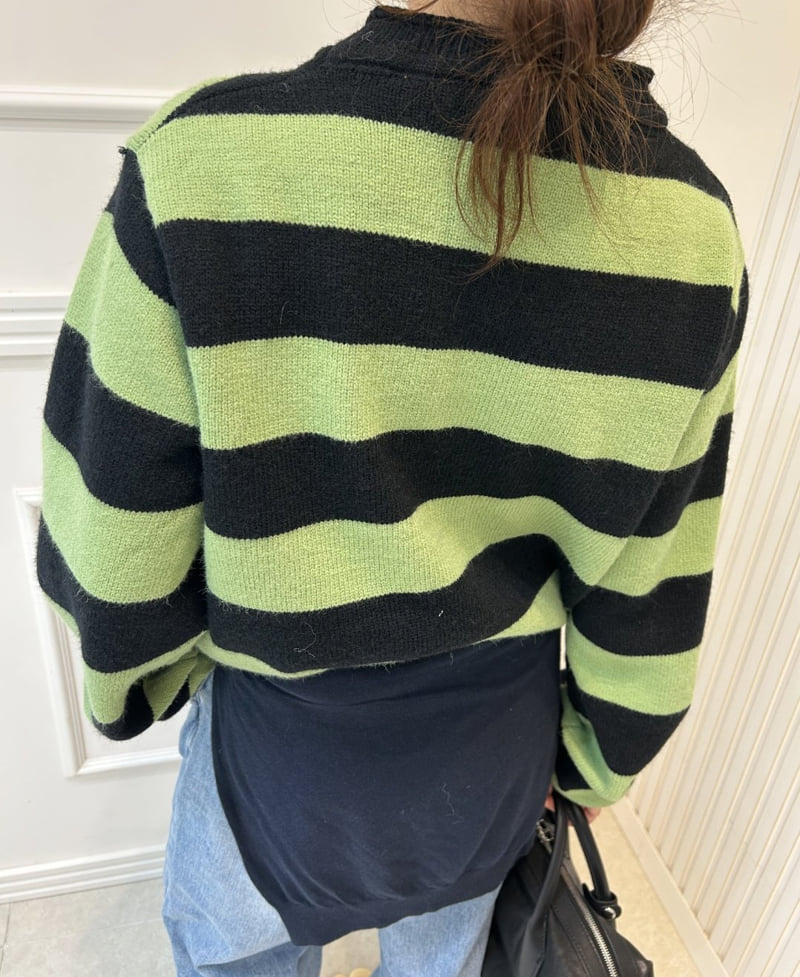 Pearls room - Korean Women Fashion - #womensfashion - Stripe Knit - 10