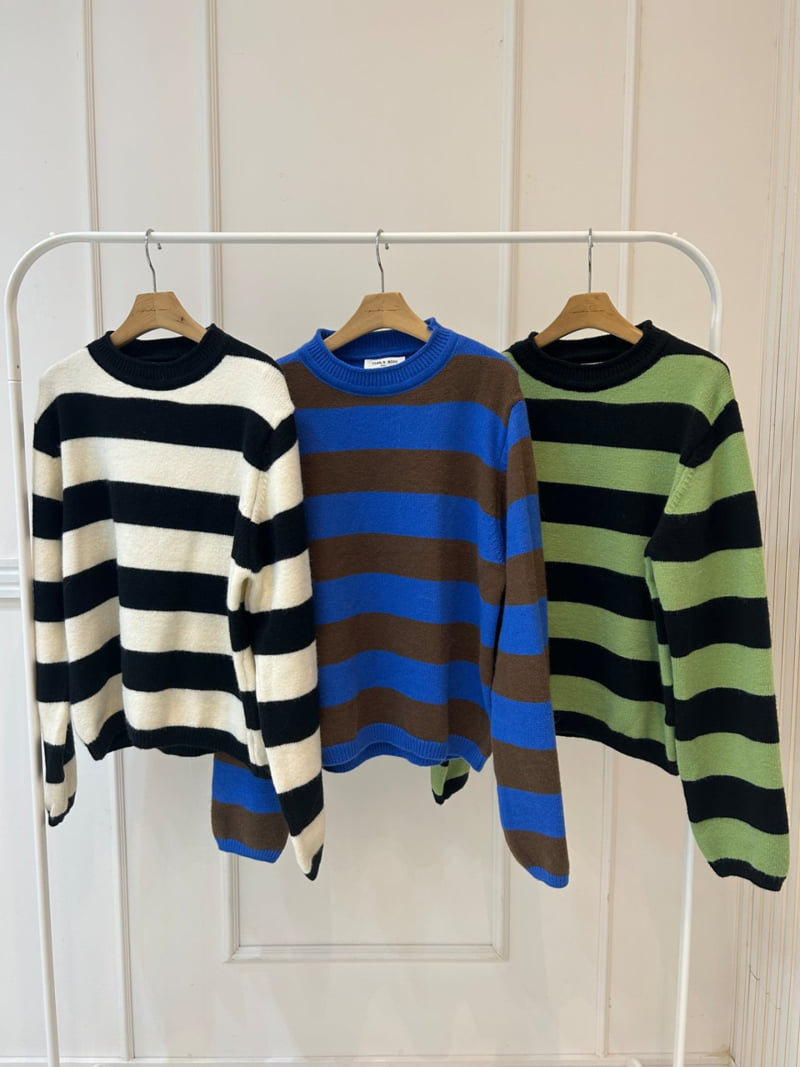 Pearls room - Korean Women Fashion - #womensfashion - Stripe Knit - 12