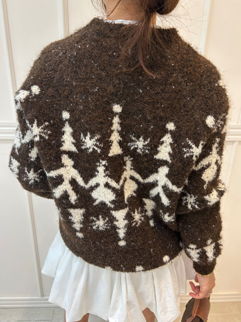 Pearls room - Korean Women Fashion - #momslook - Boucle Round Knit - 4