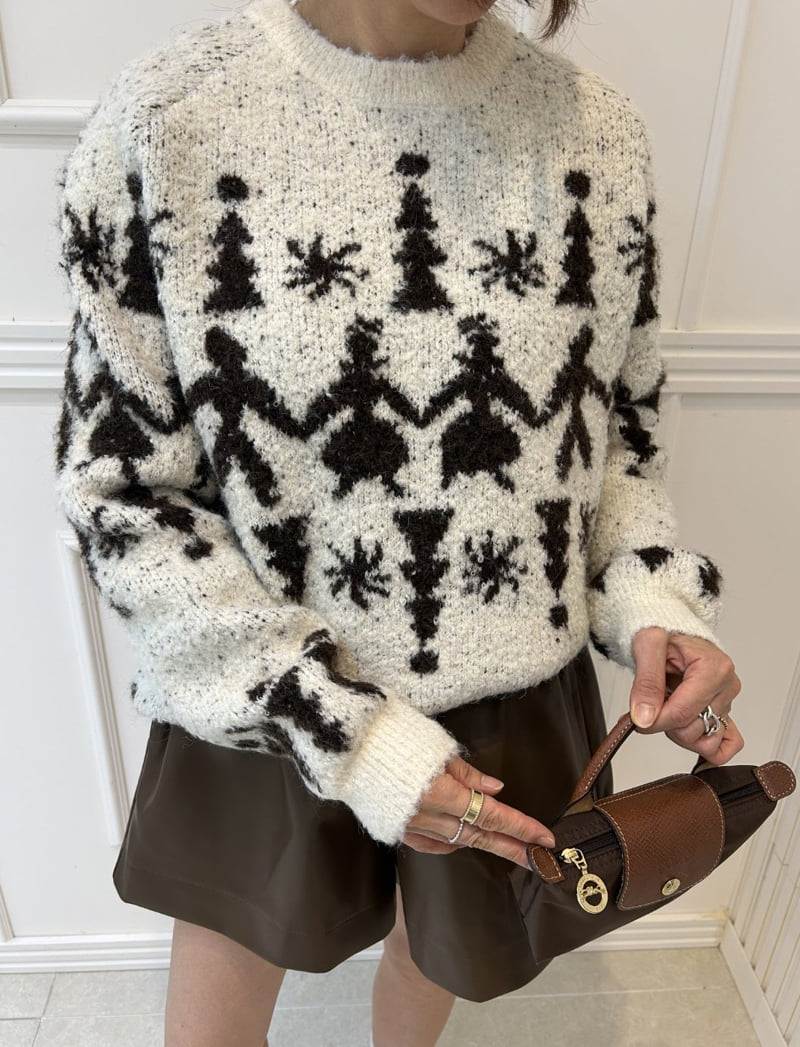Pearls room - Korean Women Fashion - #womensfashion - Boucle Round Knit - 6