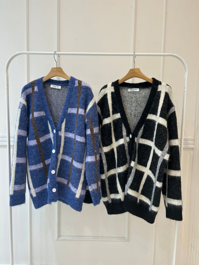 Pearls room - Korean Women Fashion - #womensfashion - Check Cardigan - 11