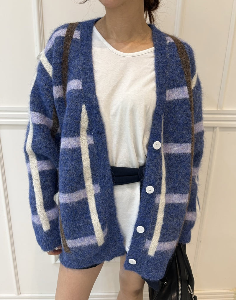 Pearls room - Korean Women Fashion - #womensfashion - Check Cardigan - 5