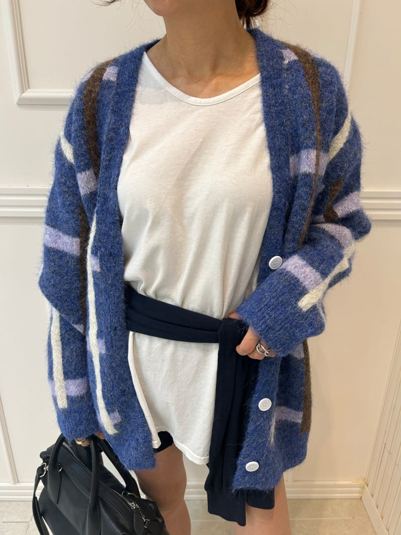 Pearls room - Korean Women Fashion - #womensfashion - Check Cardigan - 9