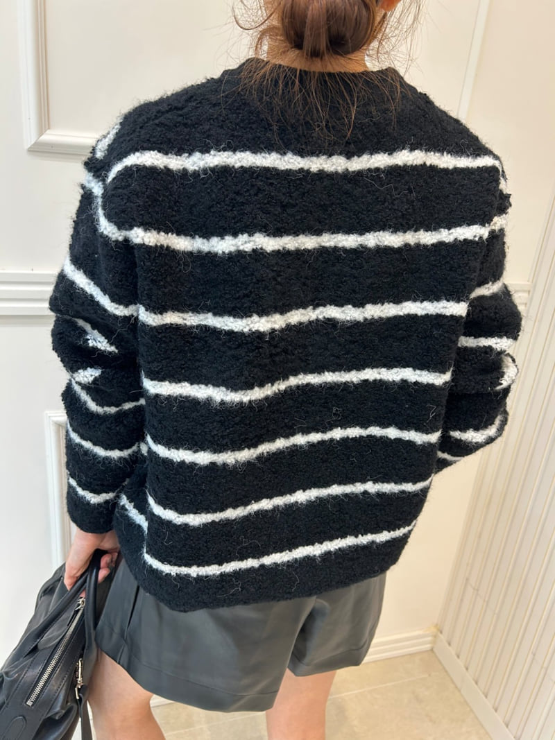 Pearls room - Korean Women Fashion - #womensfashion - Boucle Stripe Zip-up - 10
