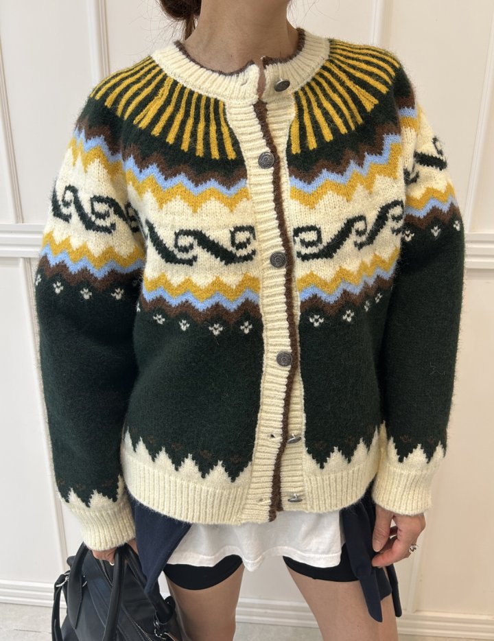 Pearls room - Korean Women Fashion - #womensfashion - Jacquard Cardigan - 10